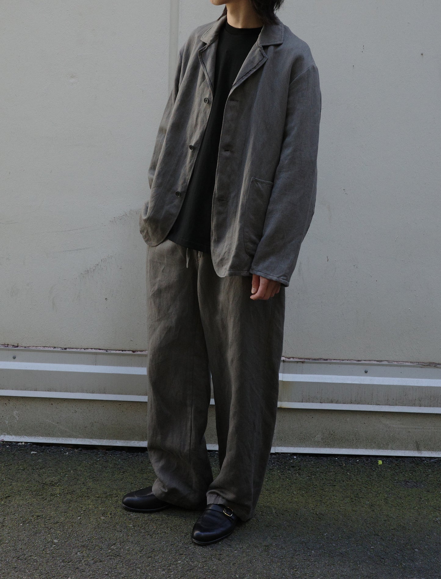 ULTERIOR Washed C/L Corkscrew Jacket Khaki Grey