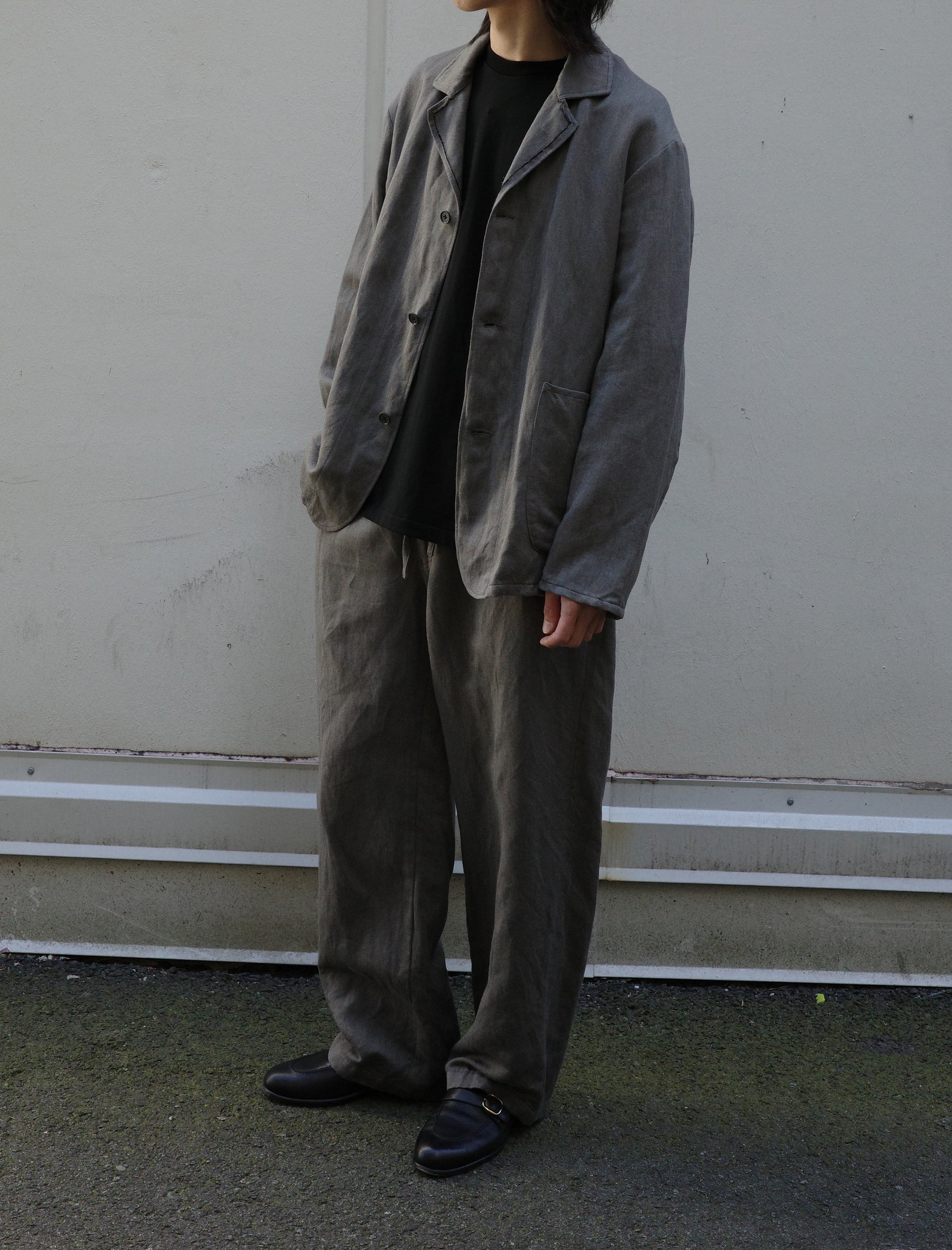 ULTERIOR Washed C/L Corkscrew Jacket Khaki Grey