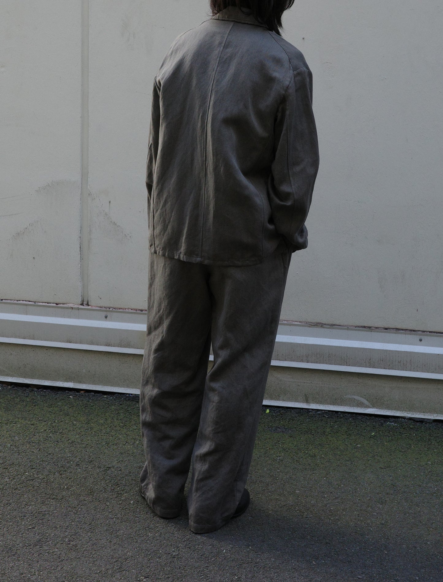 ULTERIOR Washed C/L Corkscrew Jacket Khaki Grey