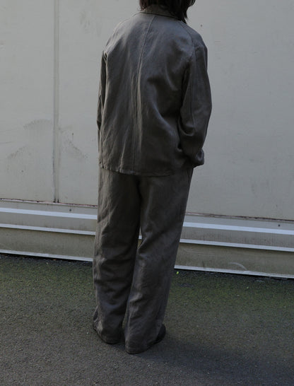 ULTERIOR Washed C/L Corkscrew Jacket Khaki Grey