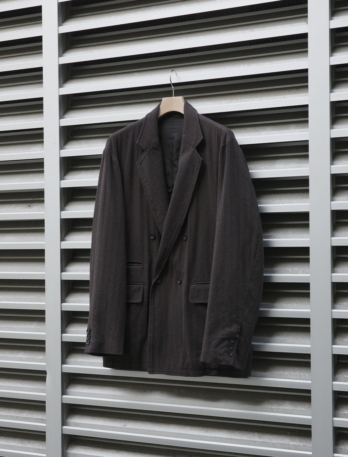 ULTERIOR Washed W/S Herringbone DB Jacket - Dark Brown