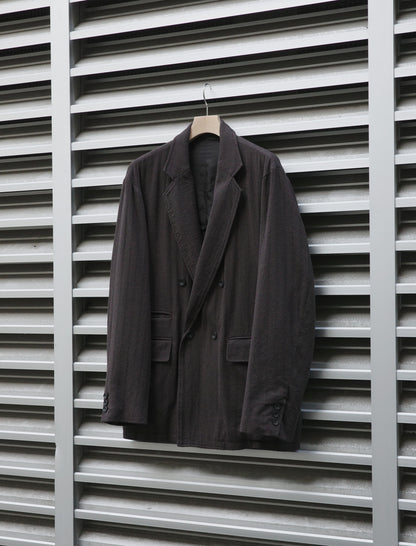 ULTERIOR Washed W/S Herringbone DB Jacket - Dark Brown