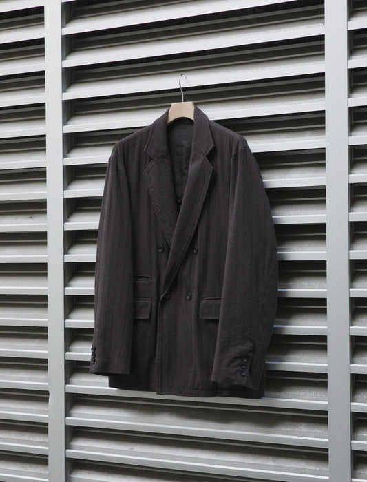 ULTERIOR Washed W/S Herringbone DB Jacket - Dark Brown