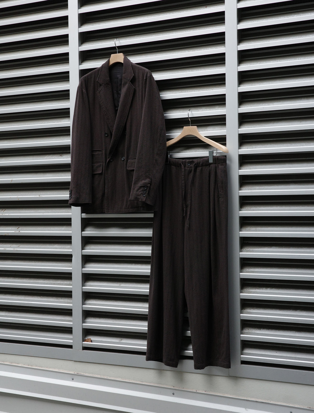 ULTERIOR Washed W/S Herringbone DB Jacket - Dark Brown
