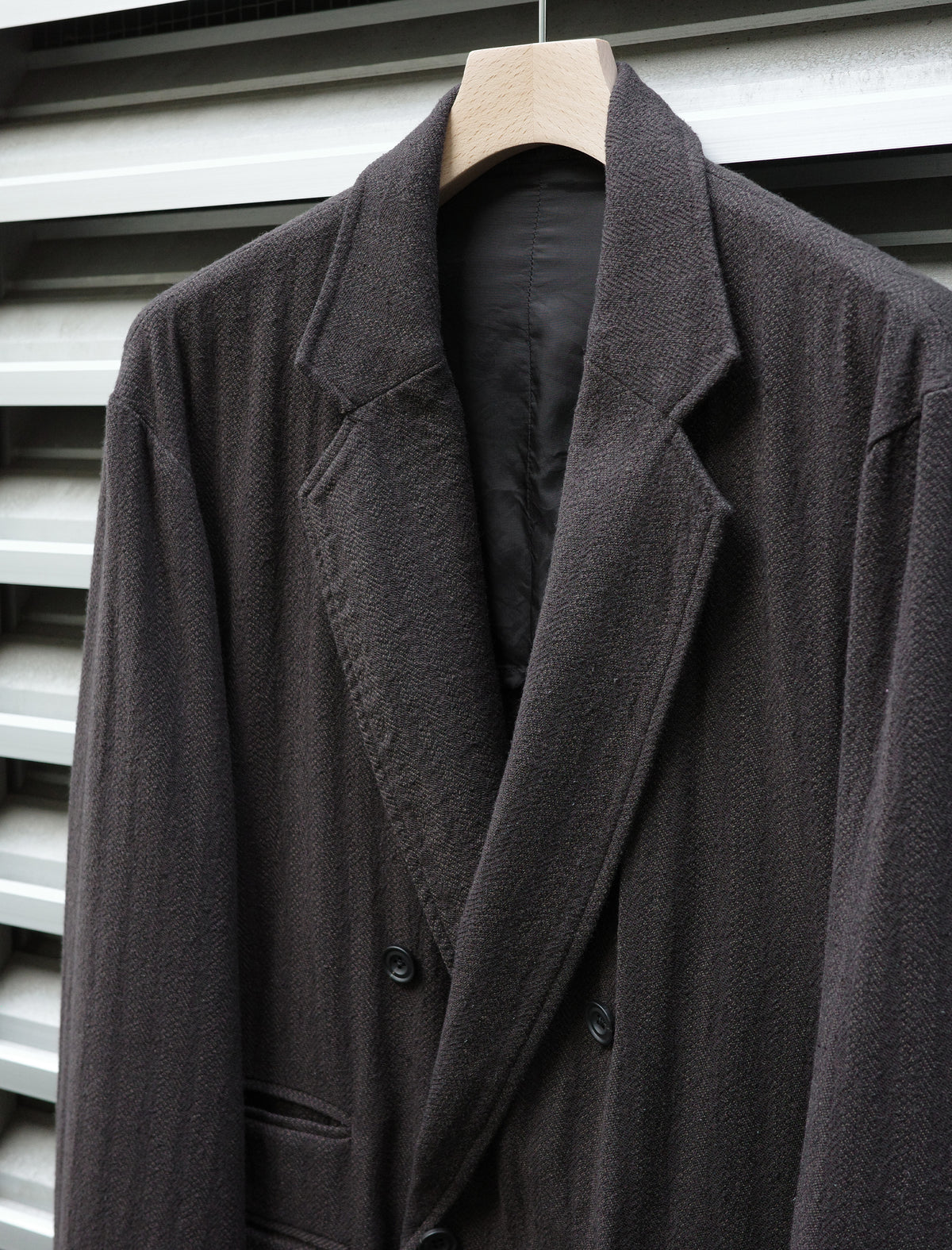 ULTERIOR Washed W/S Herringbone DB Jacket - Dark Brown