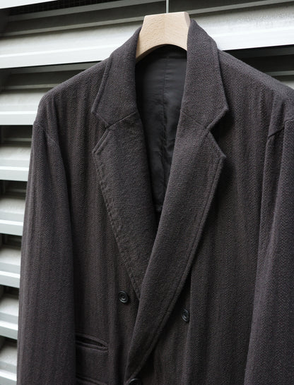 ULTERIOR Washed W/S Herringbone DB Jacket - Dark Brown