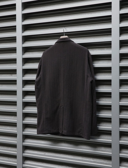 ULTERIOR Washed W/S Herringbone DB Jacket - Dark Brown