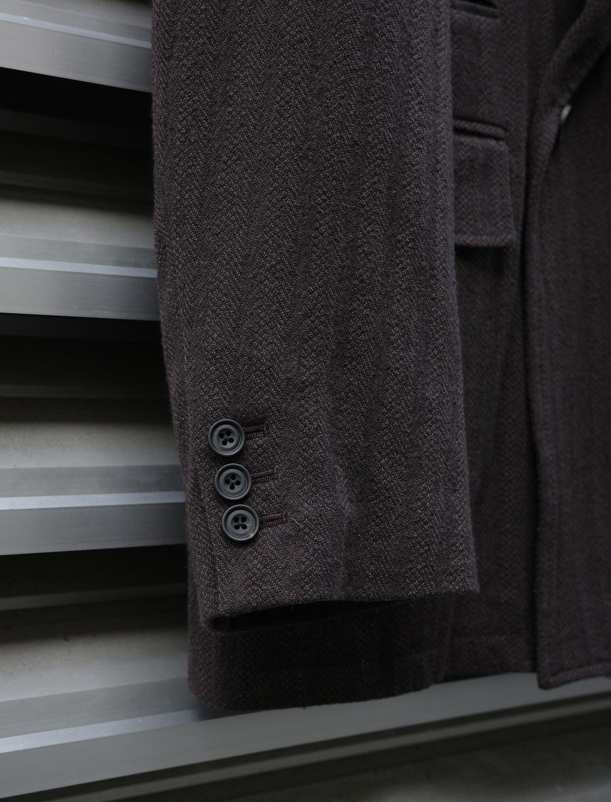 ULTERIOR Washed W/S Herringbone DB Jacket - Dark Brown