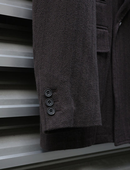 ULTERIOR Washed W/S Herringbone DB Jacket - Dark Brown