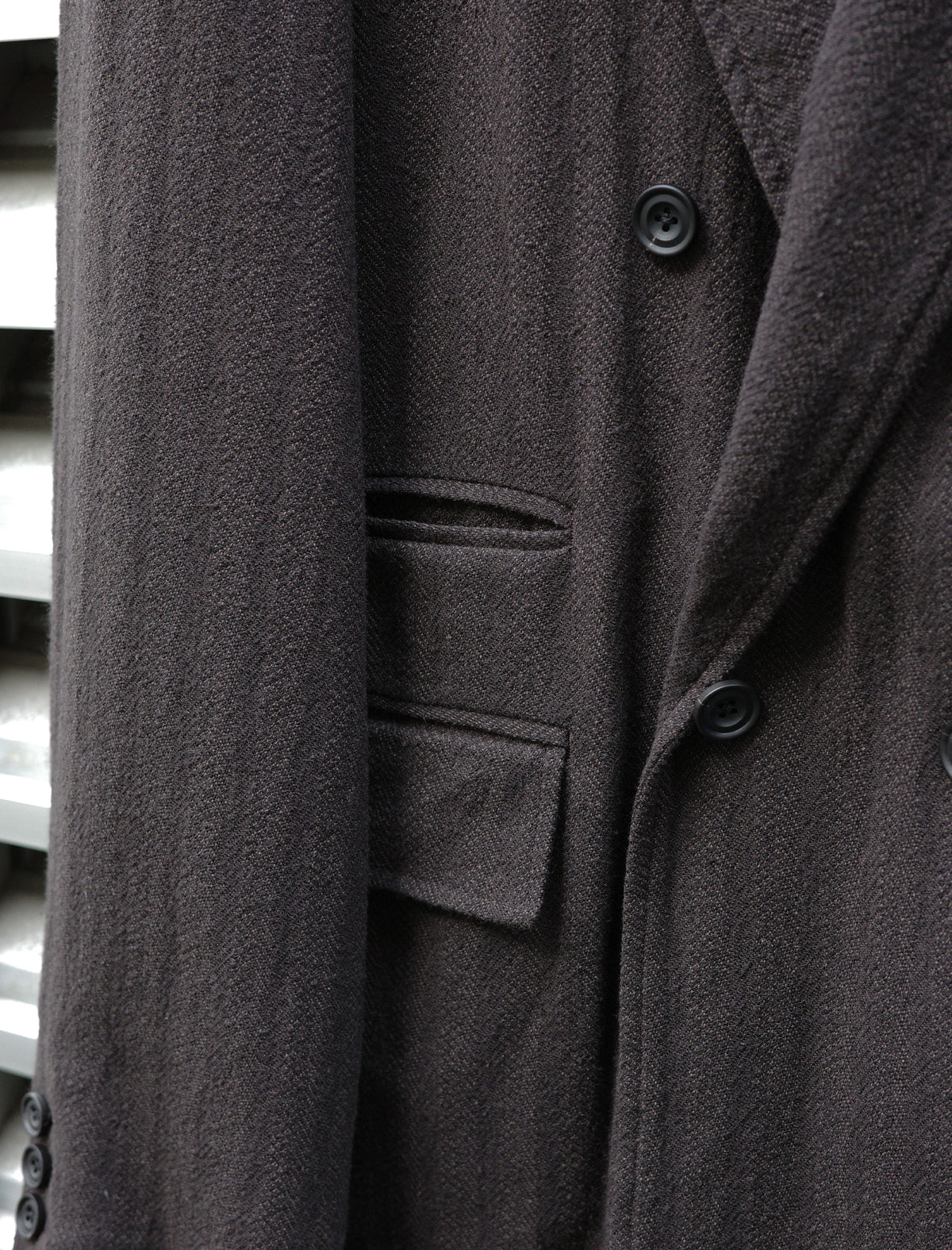 ULTERIOR Washed W/S Herringbone DB Jacket - Dark Brown