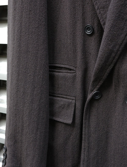 ULTERIOR Washed W/S Herringbone DB Jacket - Dark Brown