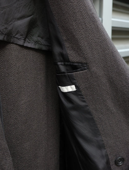 ULTERIOR Washed W/S Herringbone DB Jacket - Dark Brown