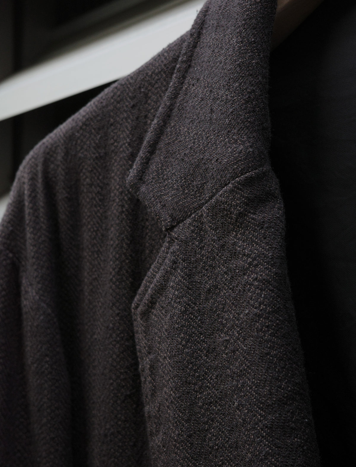 ULTERIOR Washed W/S Herringbone DB Jacket - Dark Brown