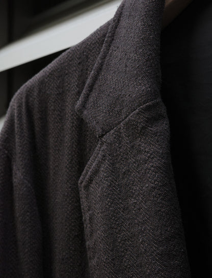ULTERIOR Washed W/S Herringbone DB Jacket - Dark Brown