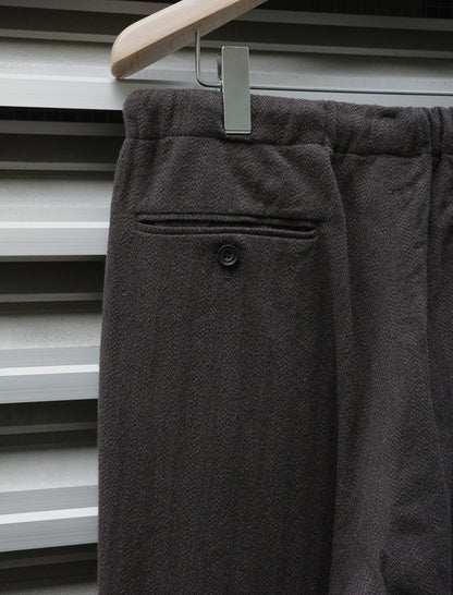 ULTERIOR Washed W/S Herringbone Drawstring Wide Pants - Dark Brown
