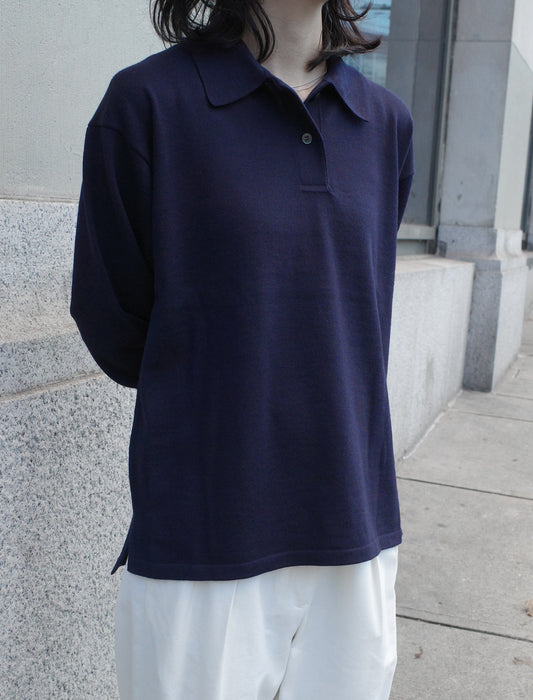 Y Non Mulesed Wool Knit Polo Navy