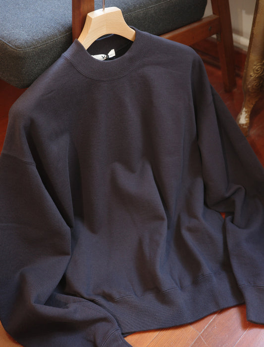 Y Organic Cotton Blend Heavy Weight Fleece Crew Neck - Navy