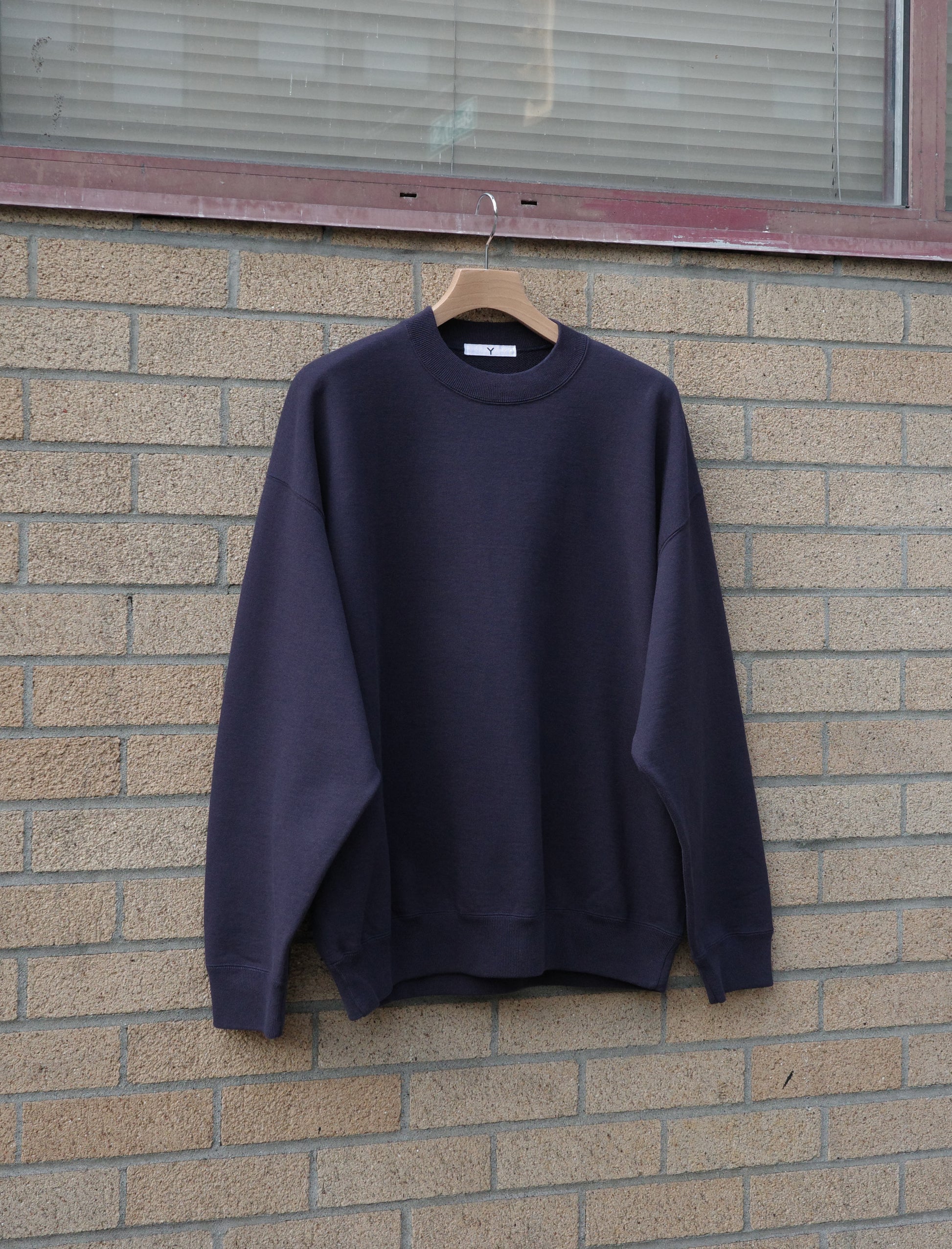 Y Organic Cotton Blend Heavyweight Fleece Crewneck - Navy