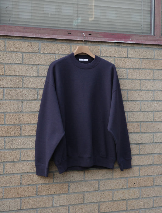 Y Organic Cotton Blend Heavyweight Fleece Crewneck - Navy