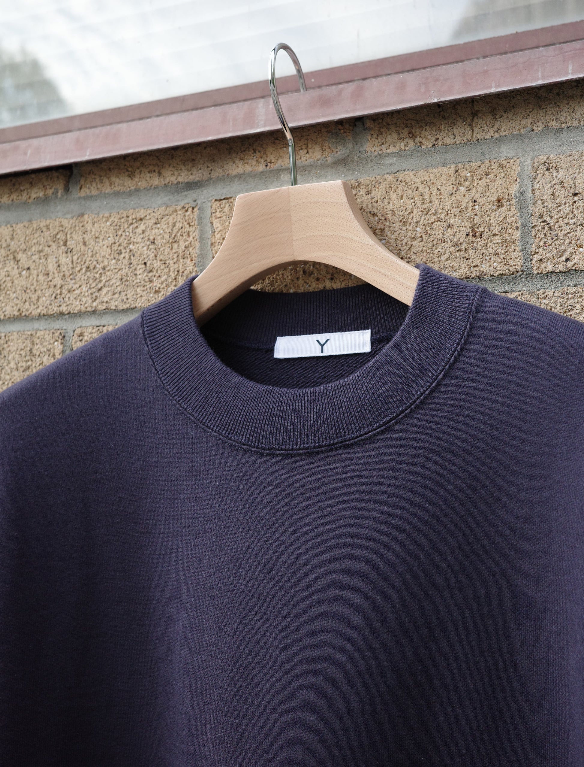 Y Organic Cotton Blend Heavyweight Fleece Crewneck - Navy