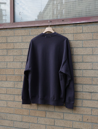 Y Organic Cotton Blend Heavyweight Fleece Crewneck - Navy