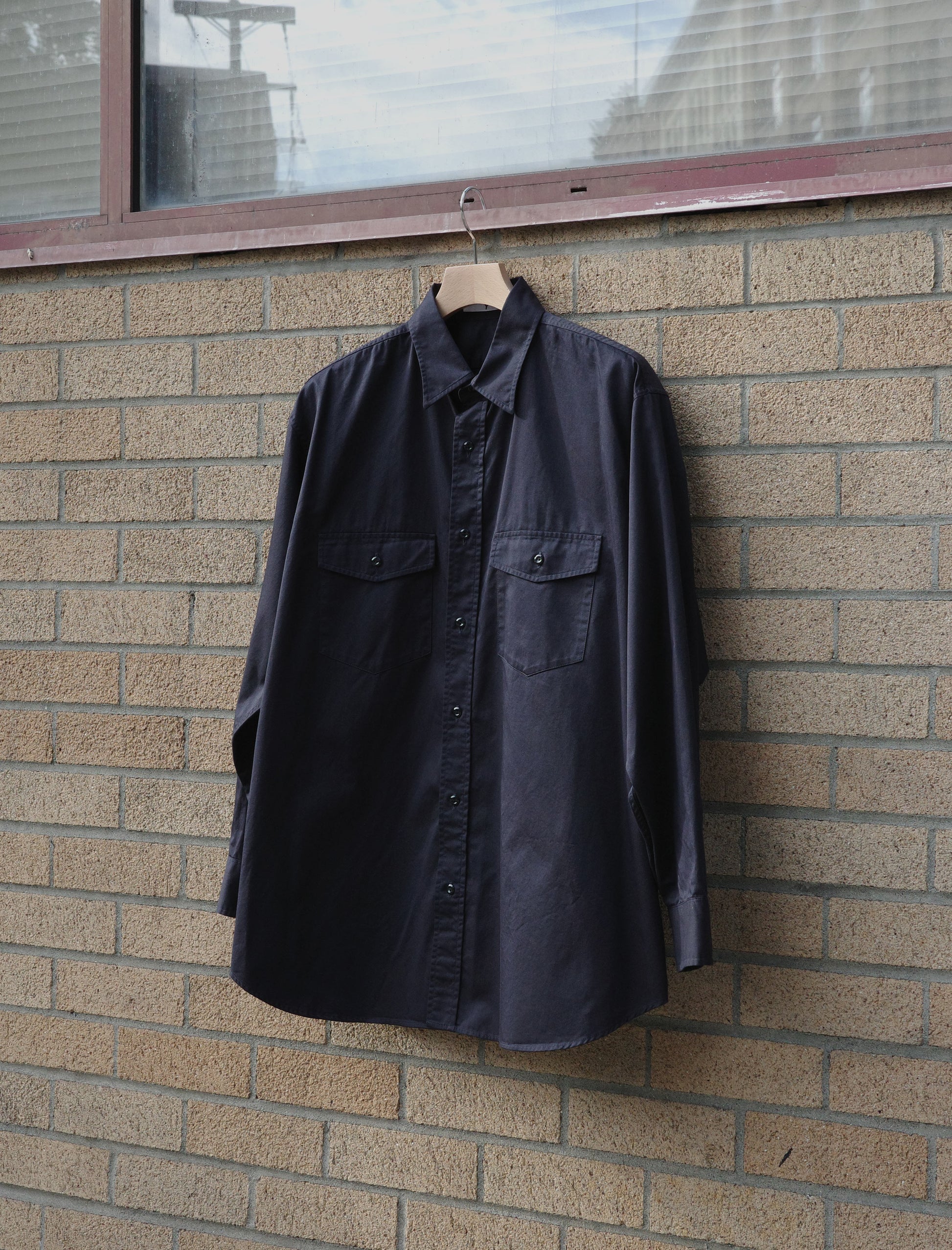 Y Organic Cotton High Density Satin Shirt - Navy