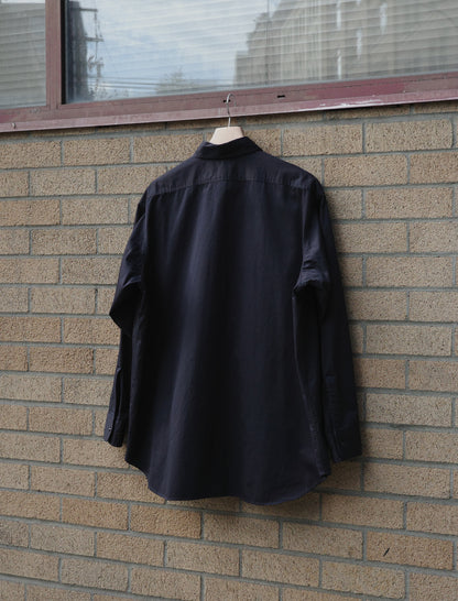 Y Organic Cotton High Density Satin Shirt - Navy