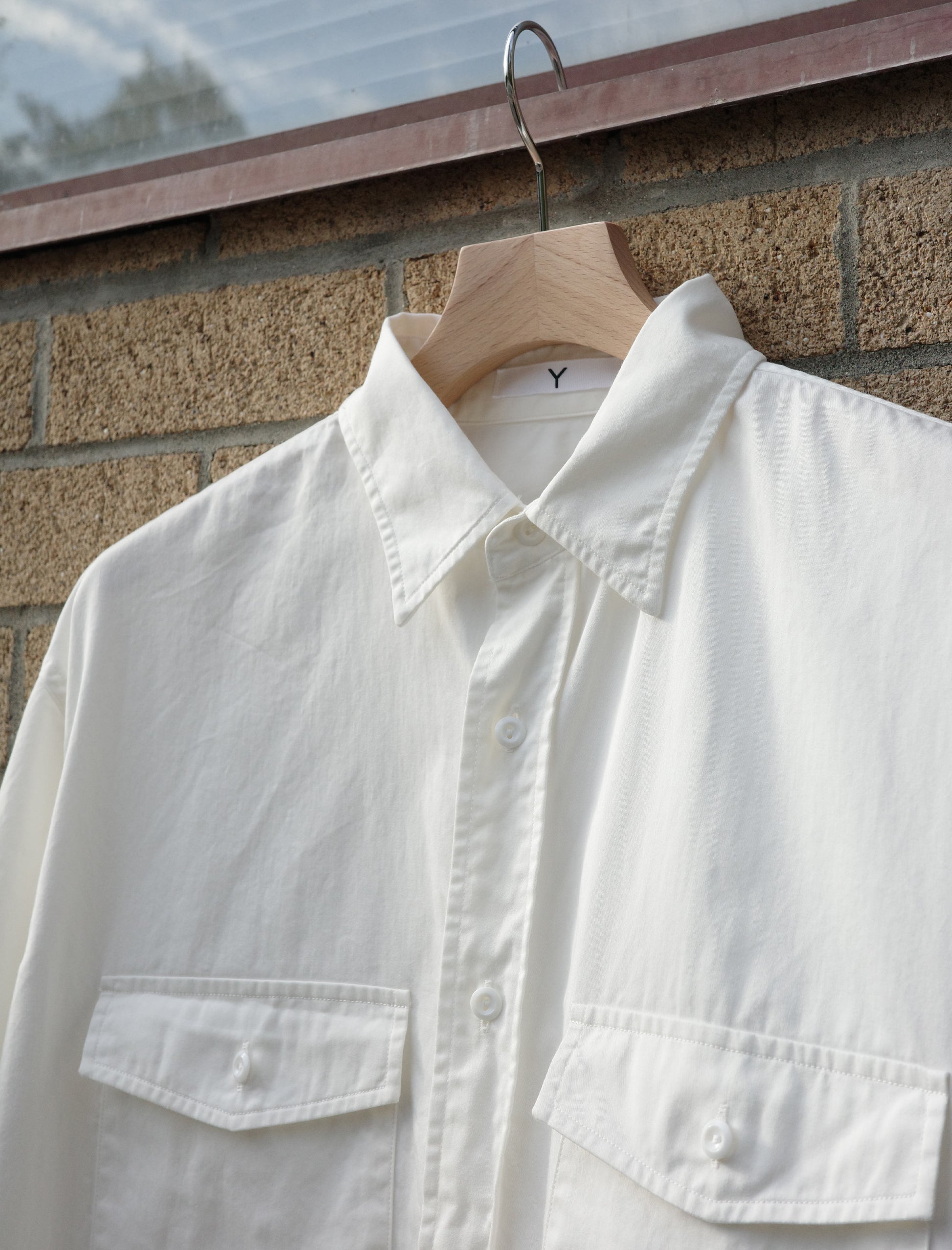 Y Organic Cotton High Density Satin Shirt - White