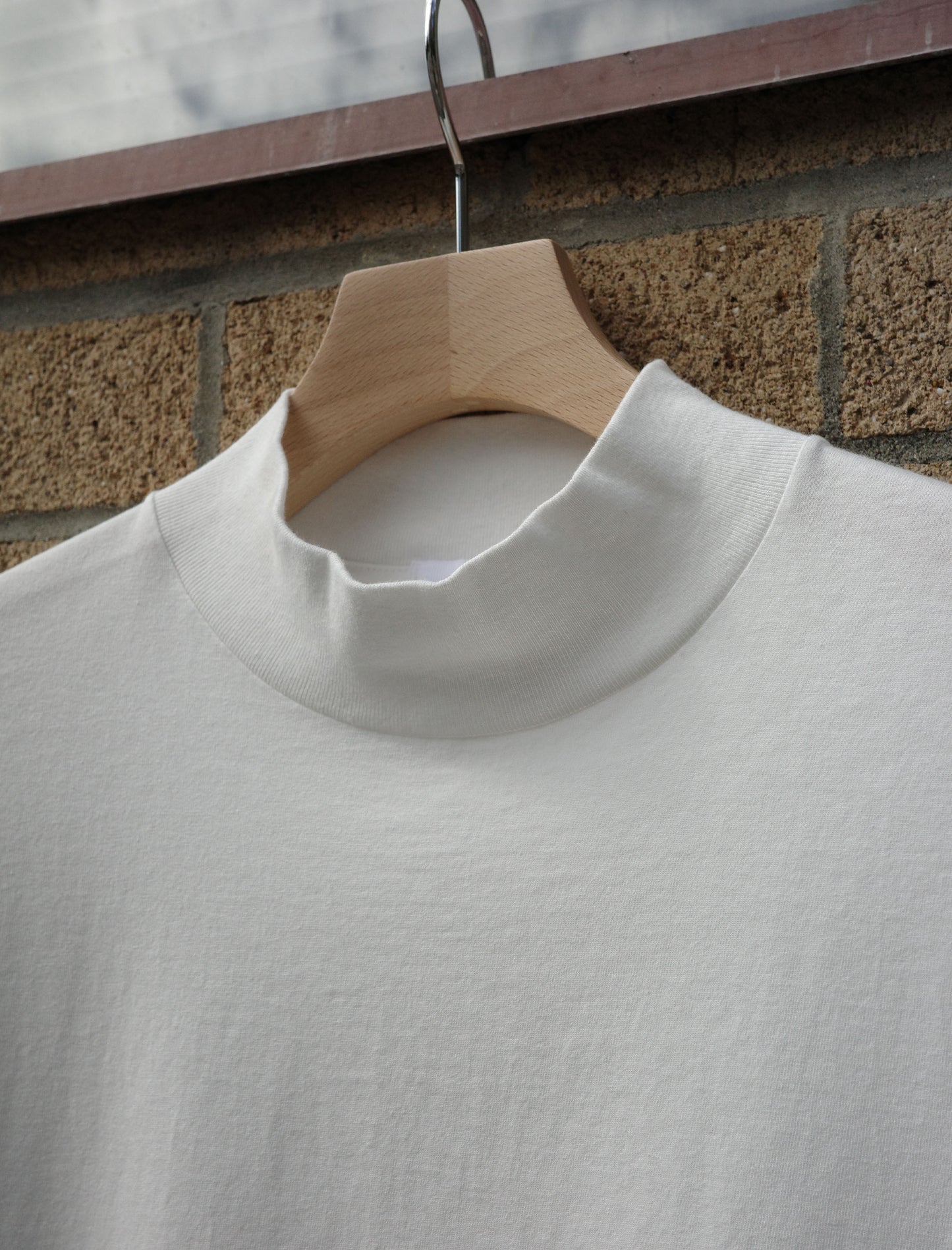 Y Organic Cotton Jersey Mock Neck L/S Tee - White