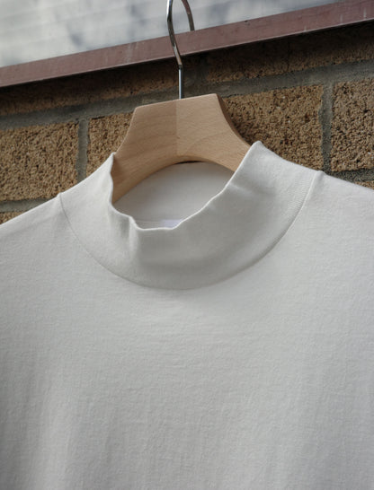 Y Organic Cotton Jersey Mock Neck L/S Tee - White