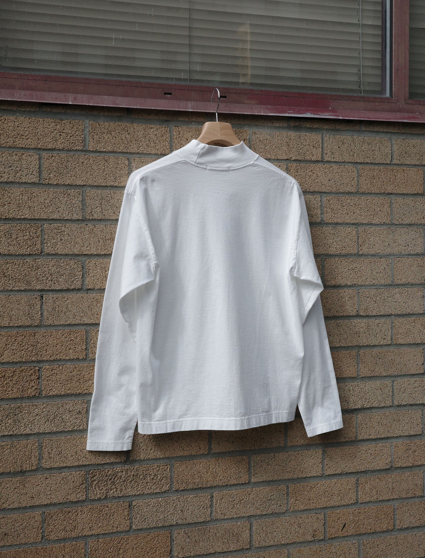 Y Organic Cotton Jersey Mock Neck L/S Tee - White