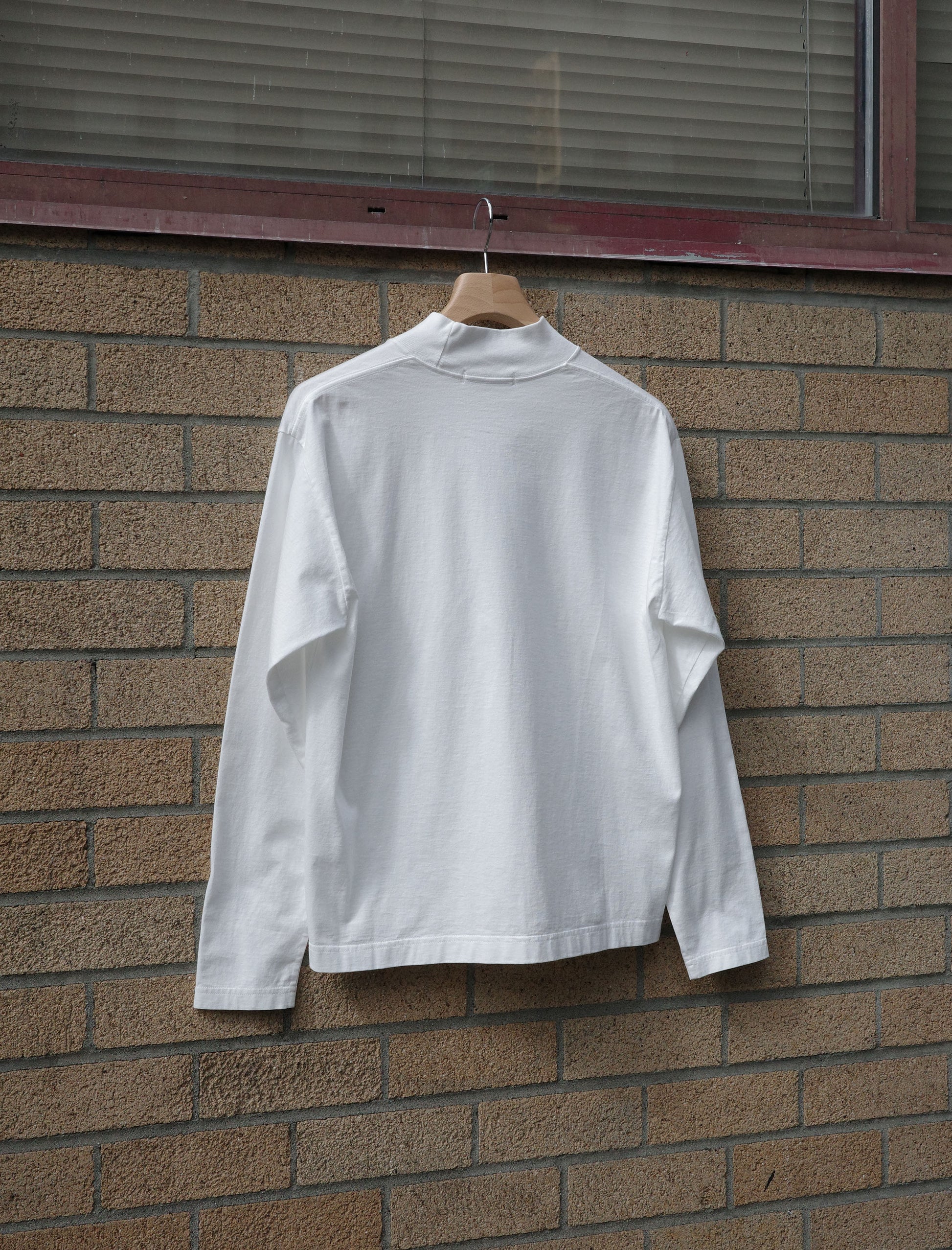 Y Organic Cotton Jersey Mock Neck L/S Tee - White