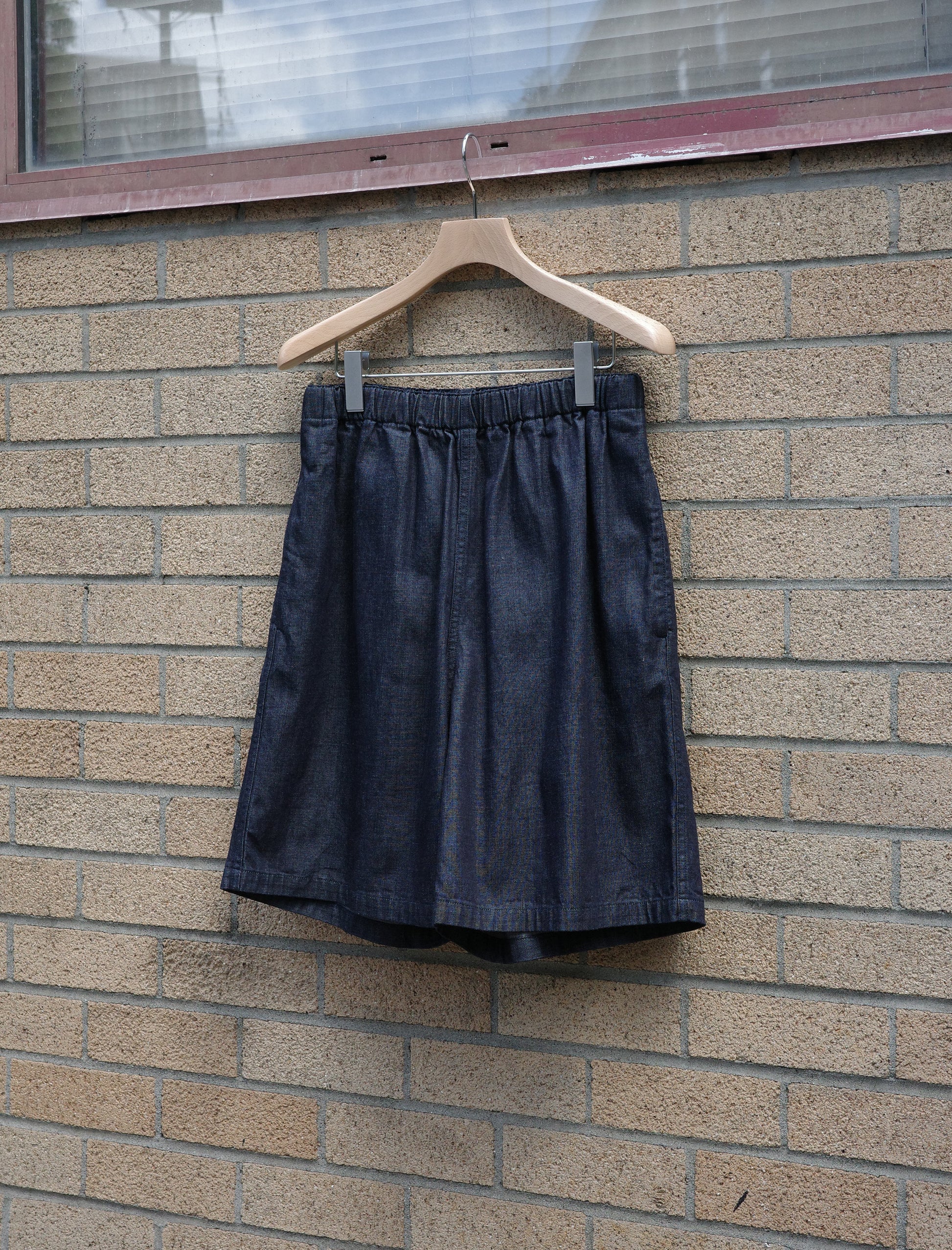 Y Organic Cotton Light Denim Shorts - Navy