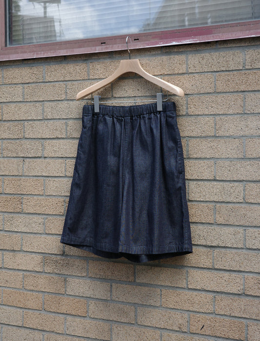 Y Organic Cotton Light Denim Shorts - Navy
