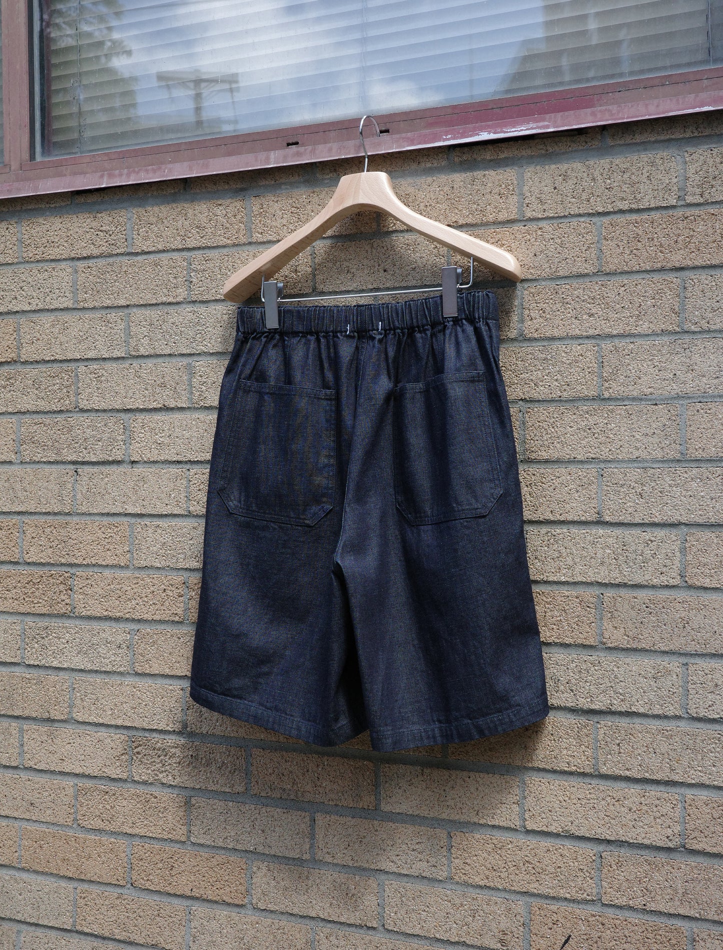 Y Organic Cotton Light Denim Shorts - Navy