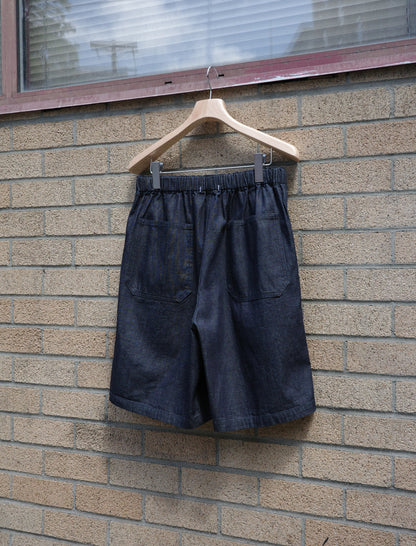 Y Organic Cotton Light Denim Shorts - Navy