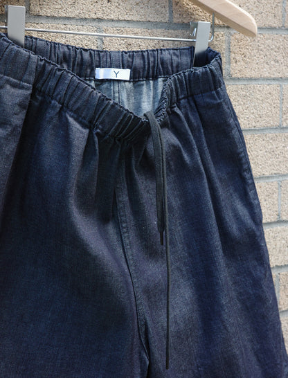 Y Organic Cotton Light Denim Shorts - Navy