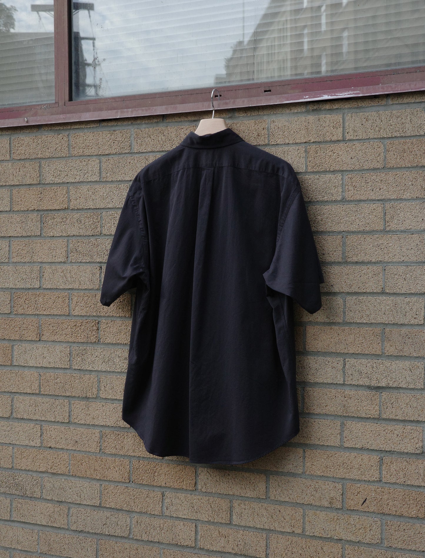 Y Organic Cotton Washer Satin S/S Shirt - Navy