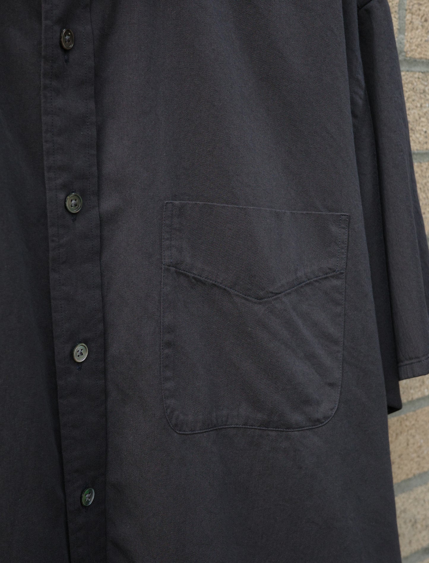 Y Organic Cotton Washer Satin S/S Shirt - Navy