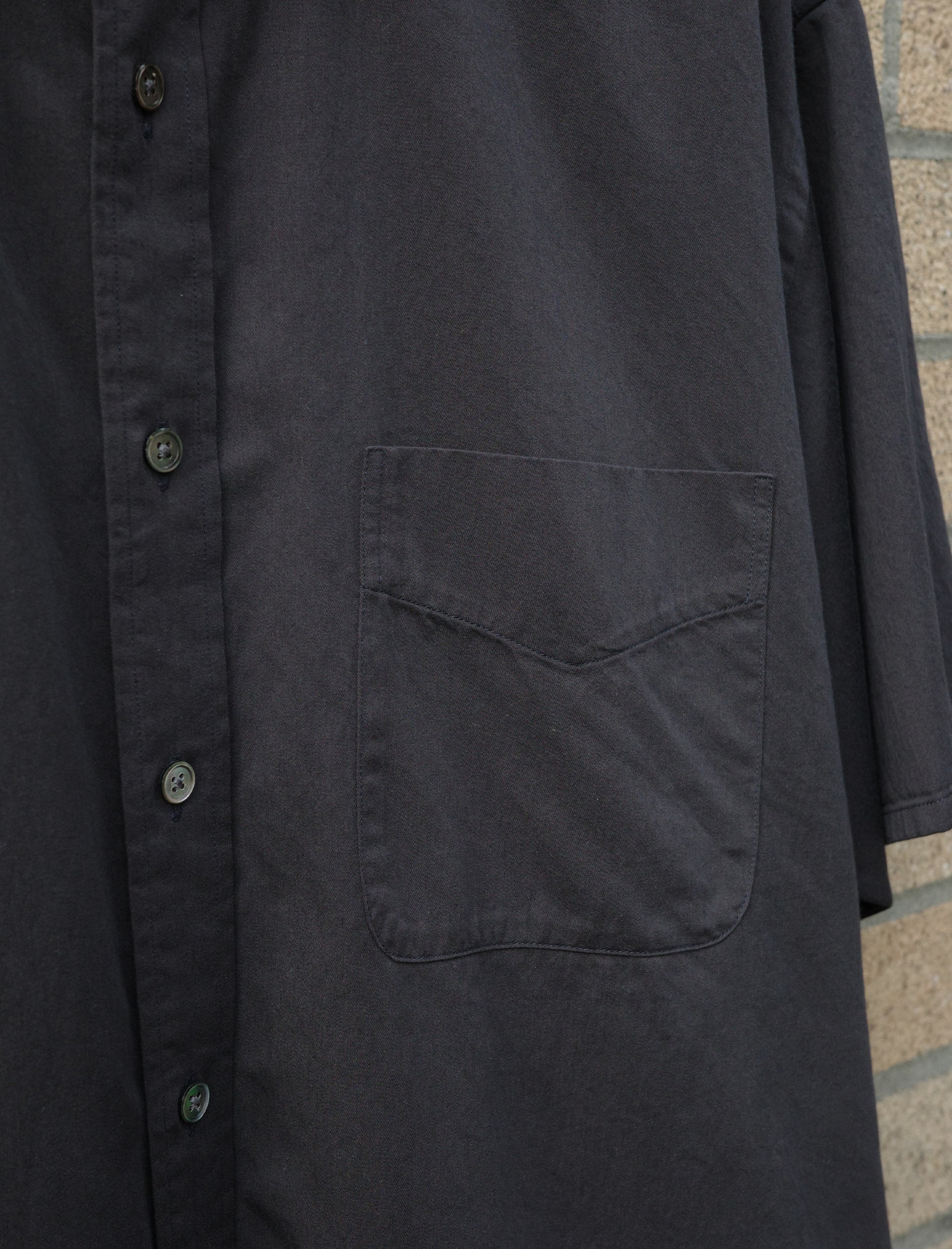 Y Organic Cotton Washer Satin S/S Shirt - Navy