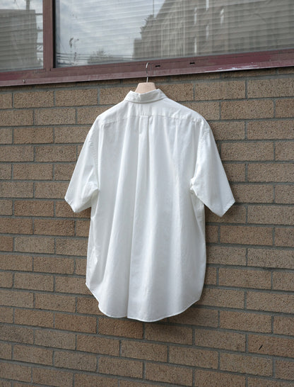 Y Organic Cotton Washer Satin S/S Shirt - White