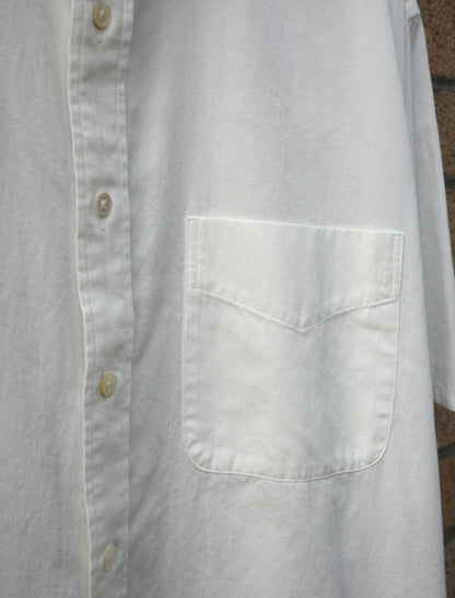 Y Organic Cotton Washer Satin S/S Shirt - White