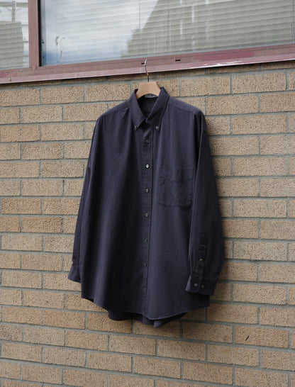 Y Organic Cotton Washer Satin Shirt - Navy