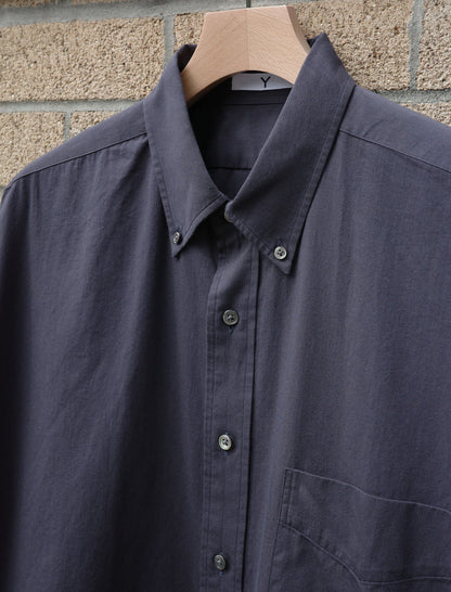 Y Organic Cotton Washer Satin Shirt - Navy
