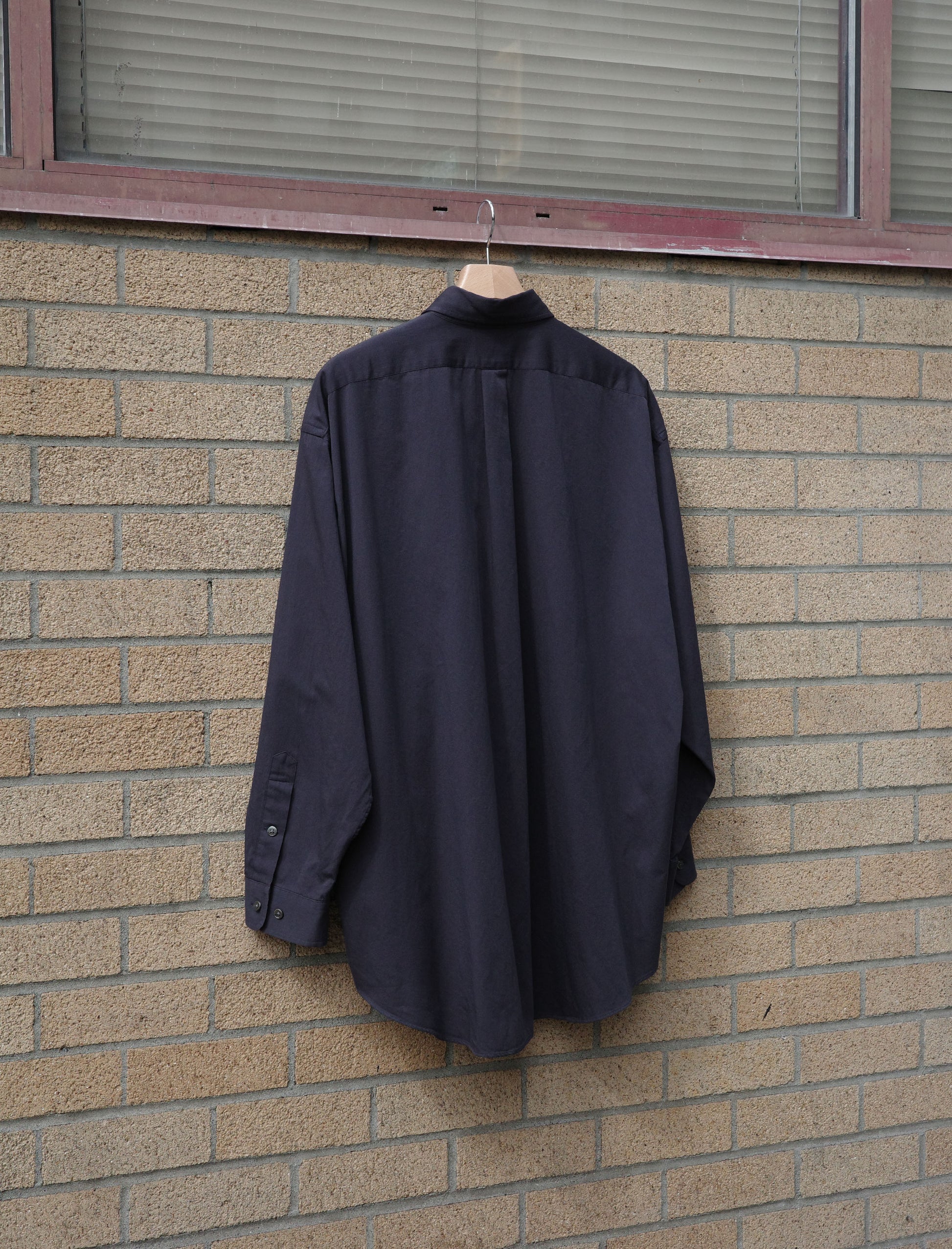 Y Organic Cotton Washer Satin Shirt - Navy