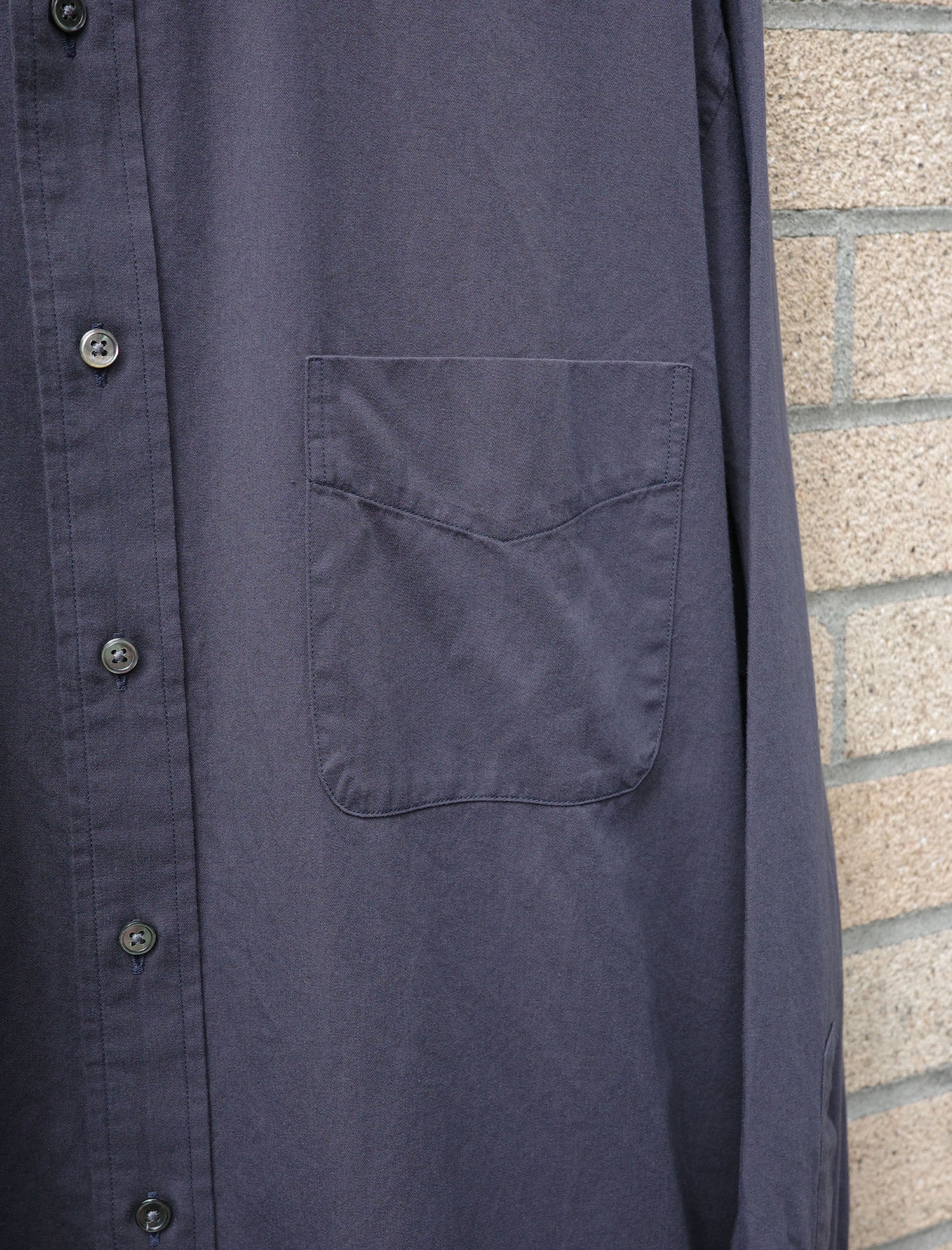 Y Organic Cotton Washer Satin Shirt - Navy
