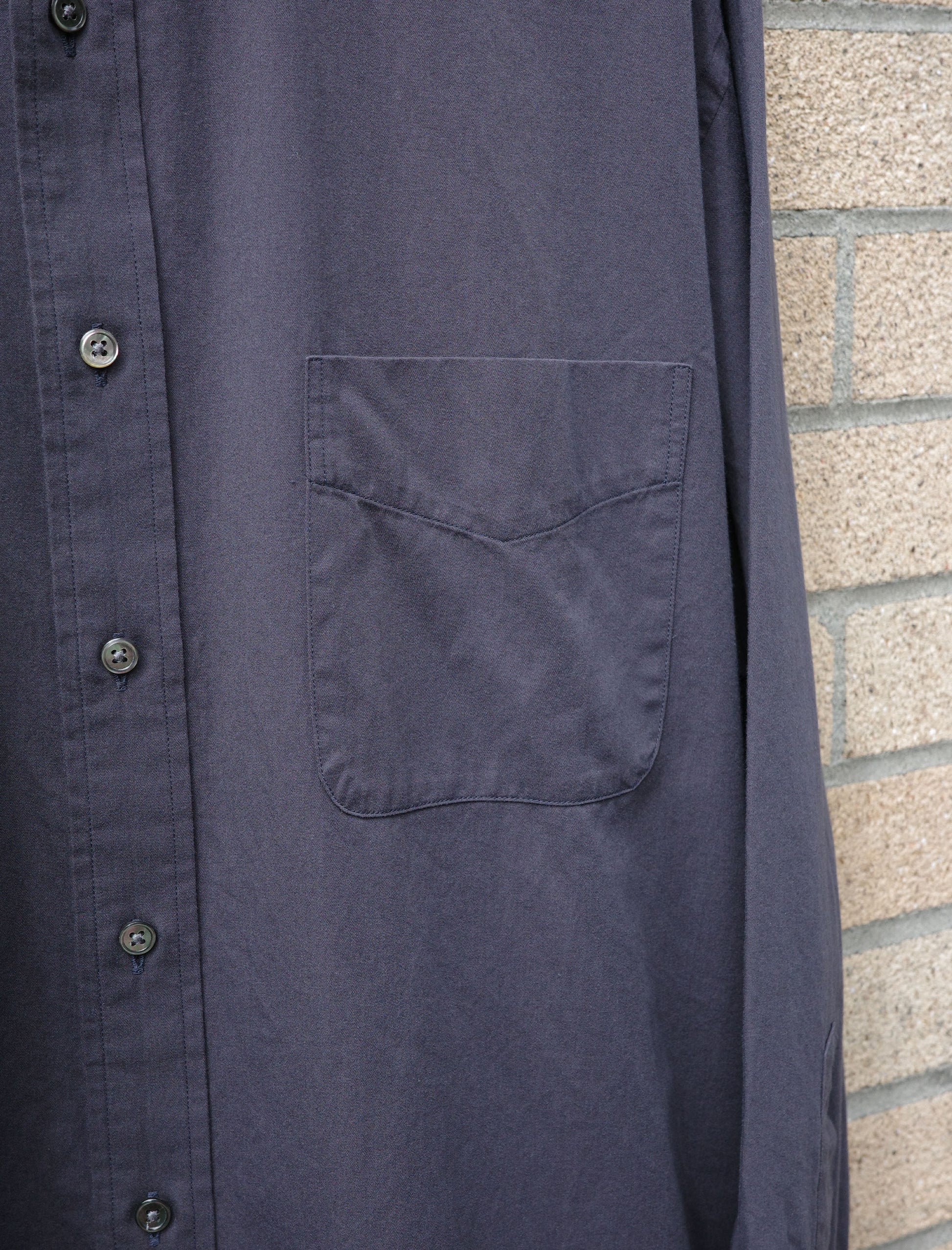 Y Organic Cotton Washer Satin Shirt - Navy