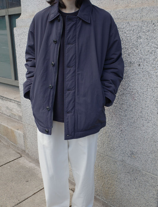 Y Recycle Nylon Mix Taffeta / Polyester Fleece Coat Navy