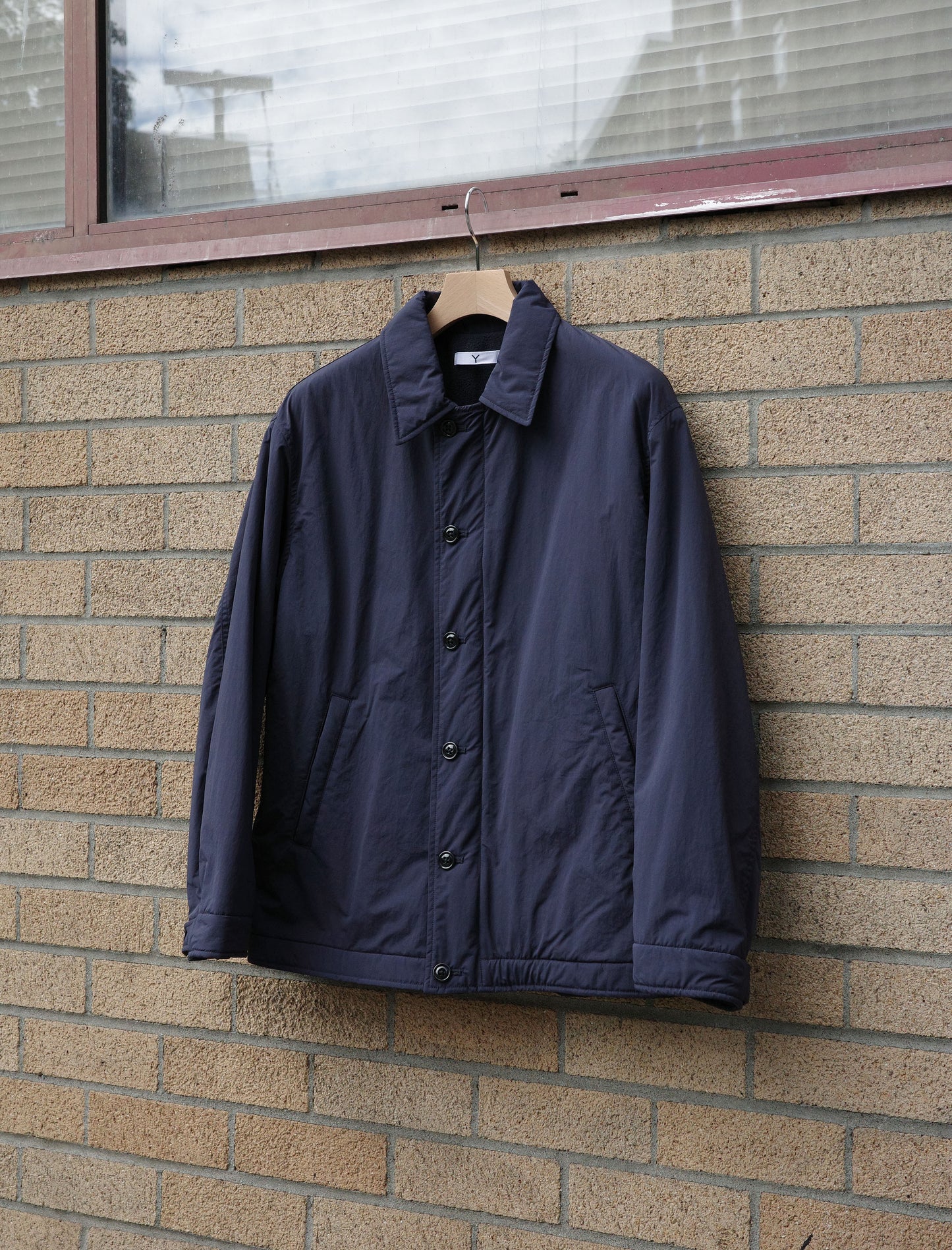Recycle Nylon Mix Taffeta / Polyester Fleece Coat - Navy