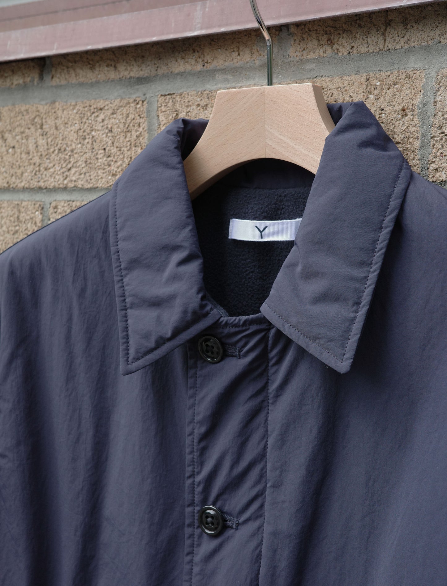 Recycle Nylon Mix Taffeta / Polyester Fleece Coat - Navy
